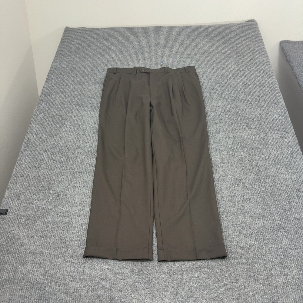 Lauren Ralph Lauren Dress Pants Mens 38 Brown Wool Pleated Cuffed Classic Office